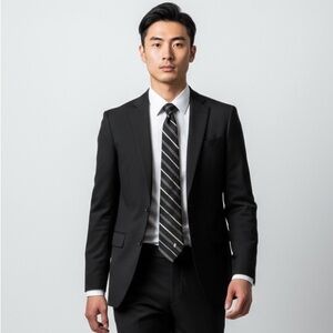 LANVIN - BROWN & TAN STRIPED TIE - B6